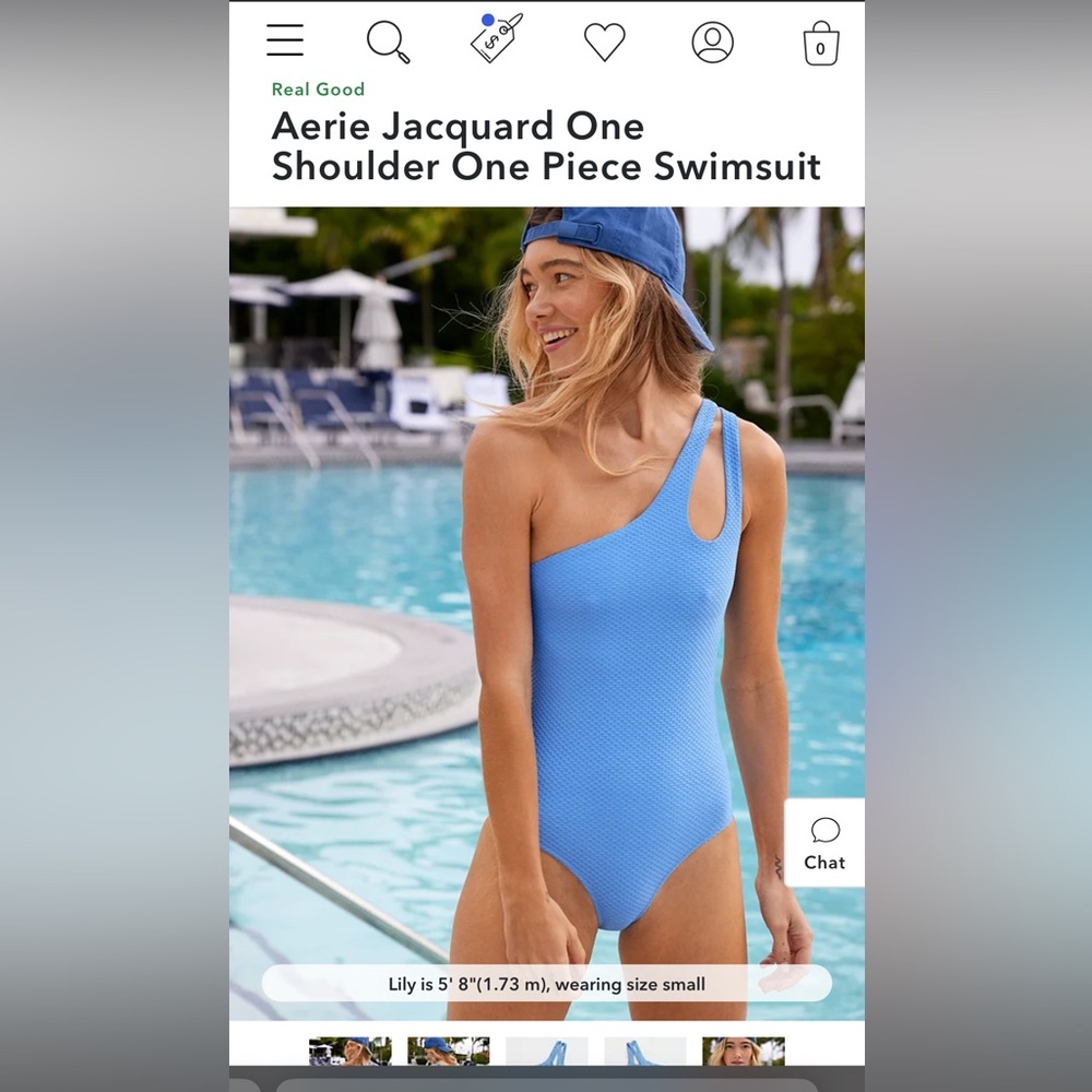 Aerie Jacquard One Shoulder One Piece Swimsuit